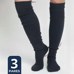 UTILISIMO - Pack 3 Bucaneras Escolares Calcetines Acrílico Azul Premium Niña y Juvenil