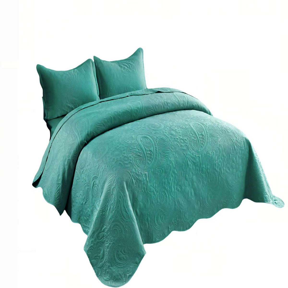GENERICO - CUBRECAMA DE VERANO QUILT  1,5 PLAZAS CON RELIEVE COLOR VERDE