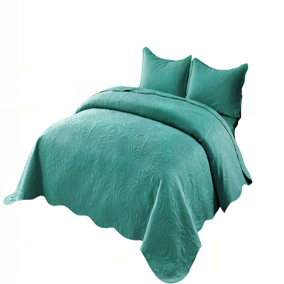 GENERICO - CUBRECAMA DE VERANO QUILT  1,5 PLAZAS CON RELIEVE COLOR VERDE