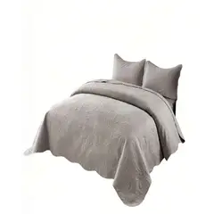 GENERICO - CUBRECAMA DE VERANO QUILT 2 PLAZAS CON RELIEVE COLOR BEIGE