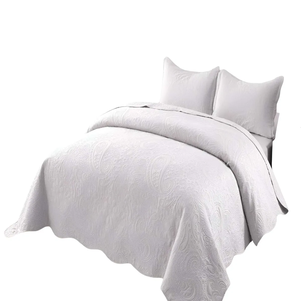 GENERICO - CUBRECAMA DE VERANO QUILT  KING CON RELIEVE COLOR BLANCO