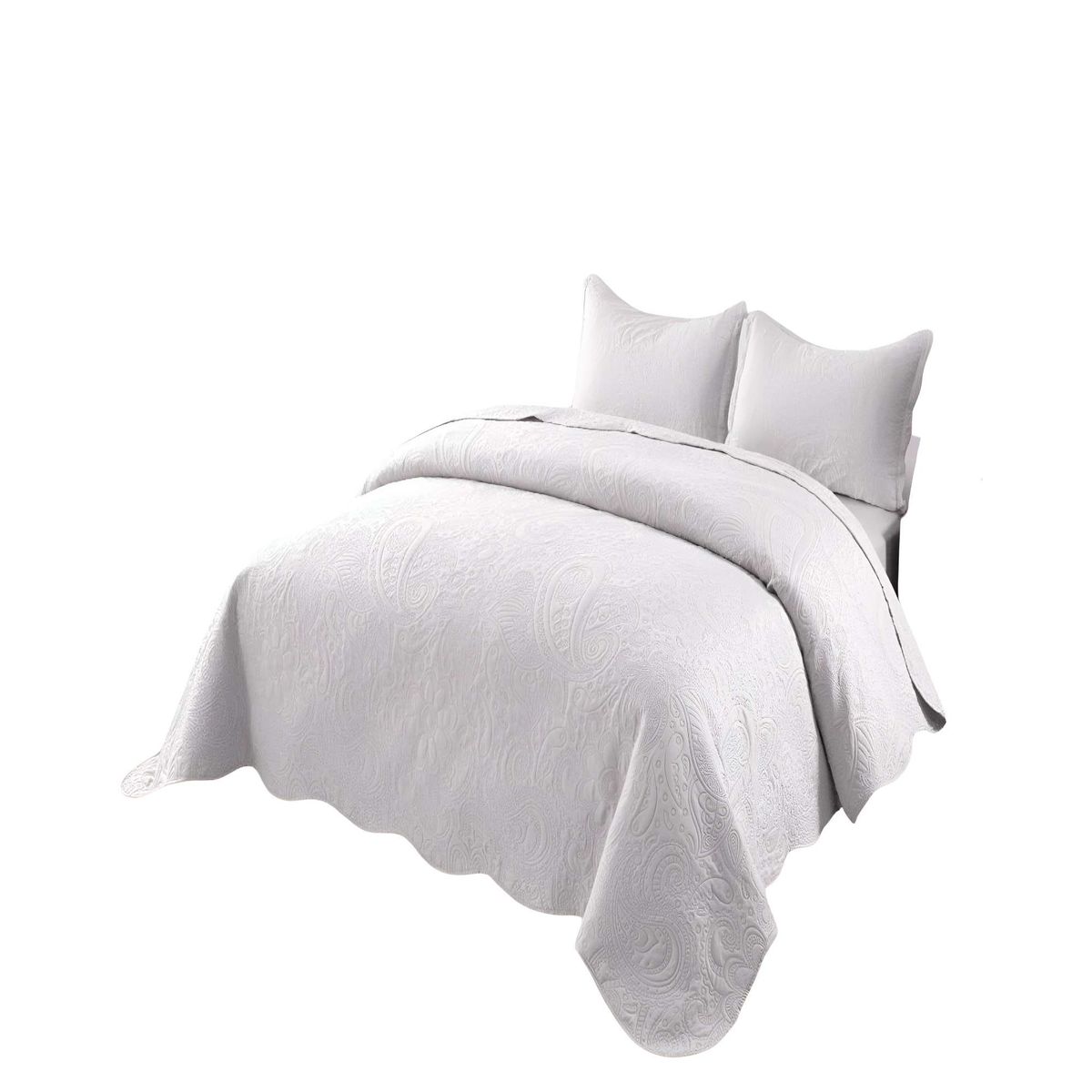 GENERICO - CUBRECAMA DE VERANO QUILT  KING CON RELIEVE COLOR BLANCO