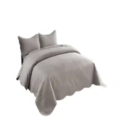 GENERICO - CUBRECAMA DE VERANO QUILT KING CON RELIEVE COLOR GRIS