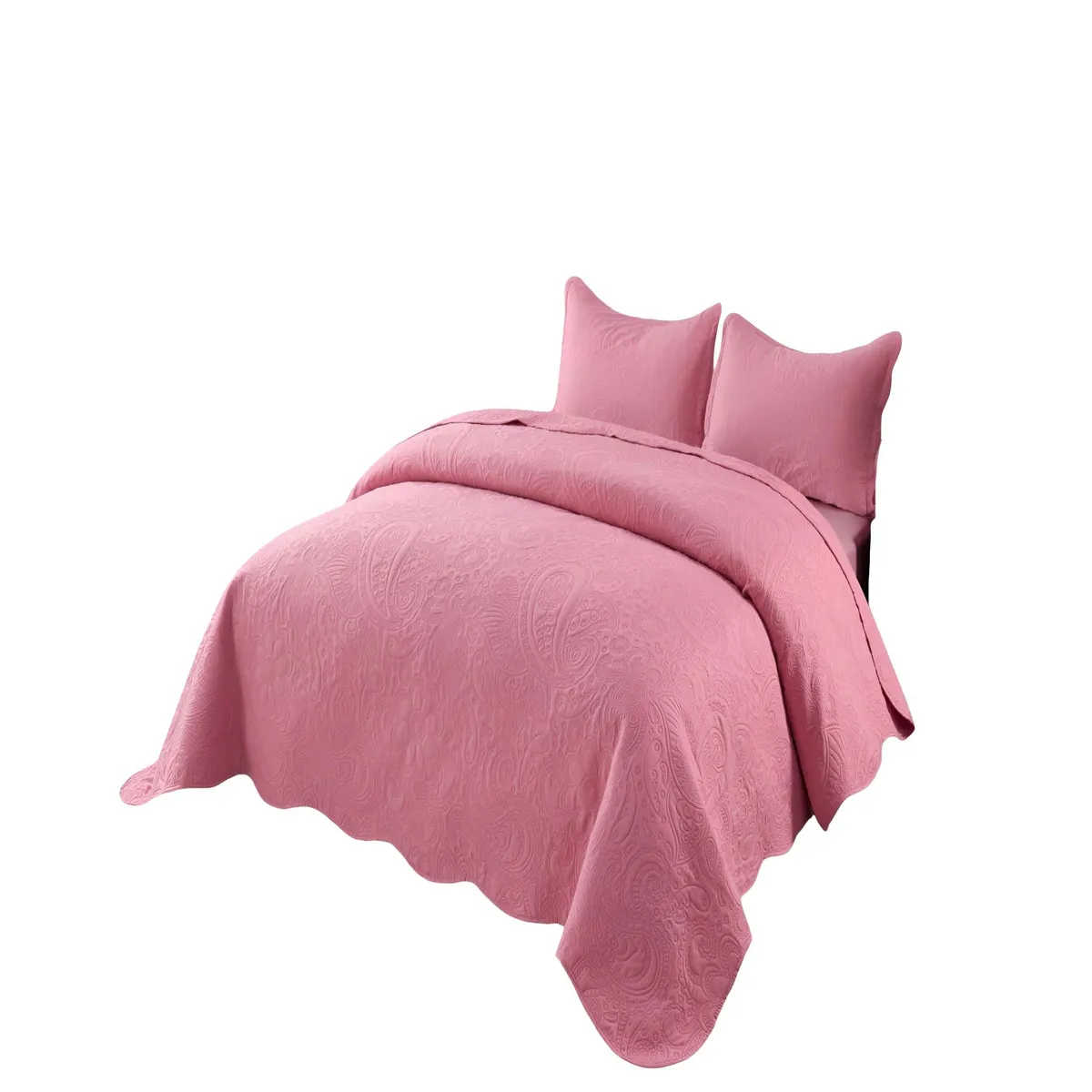 GENERICO - CUBRECAMA DE VERANO QUILT  KING CON RELIEVE COLOR ROSADO