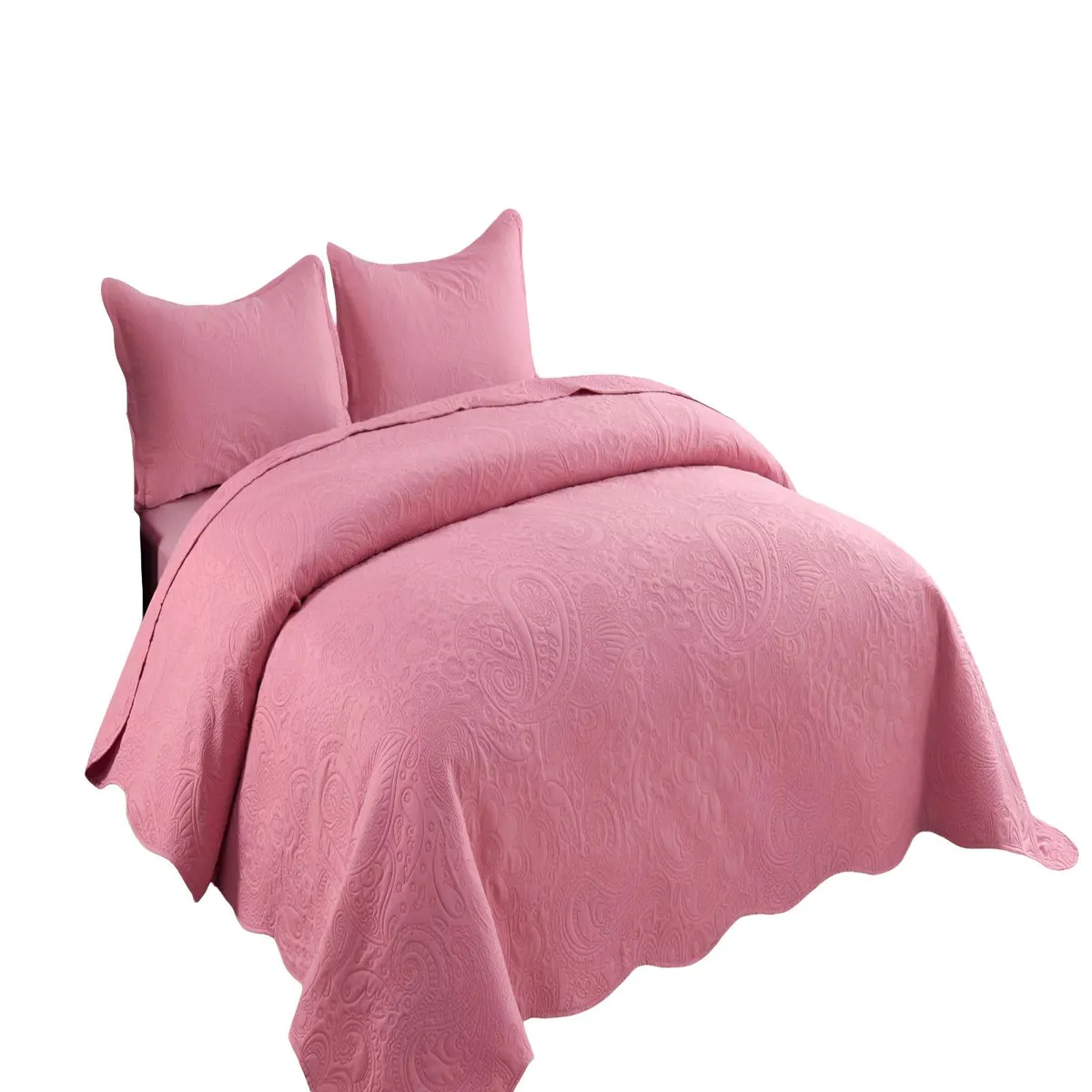 GENERICO - CUBRECAMA DE VERANO QUILT  KING CON RELIEVE COLOR ROSADO
