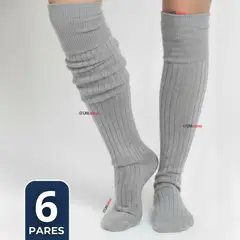 UTILISIMO - Pack 6 Bucaneras Escolares Calcetines Acrílico Gris Premium Niña y Juvenil