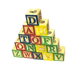 GENERICO - Cubo 15 Piezas Madera Letras Números