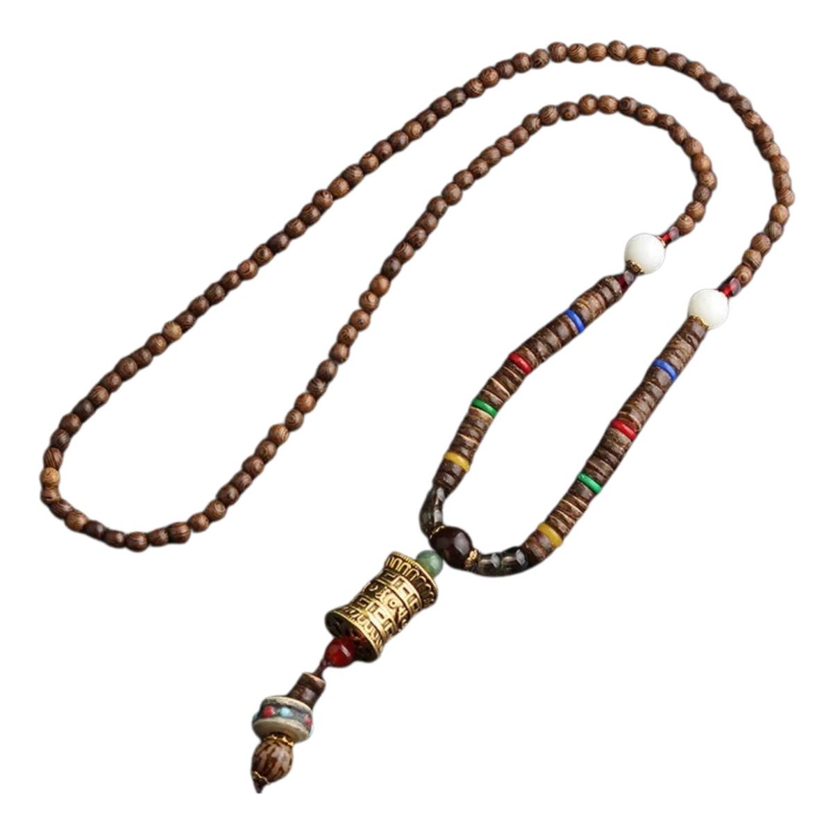 GENERICO - Collar Budista  Madera Y Piedra Natural Moderno
