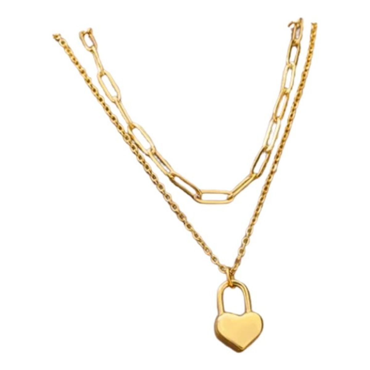 GENERICO - Collar Corazon Doble Para Damas Parejas Mujer M1