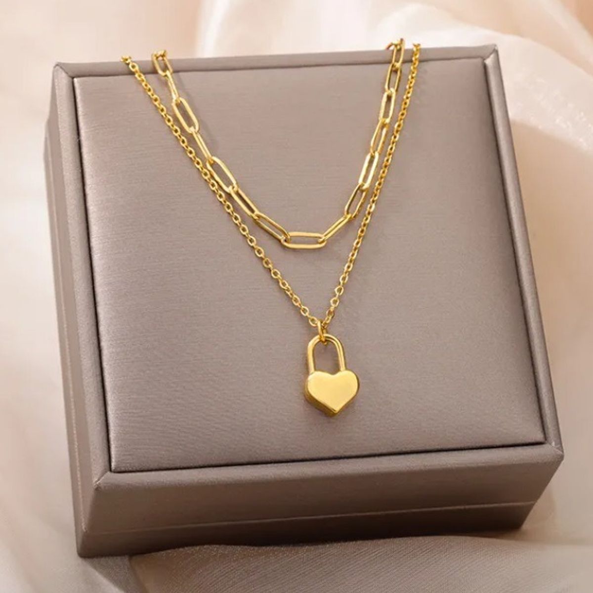 GENERICO - Collar Corazon Doble Para Damas Parejas Mujer M1