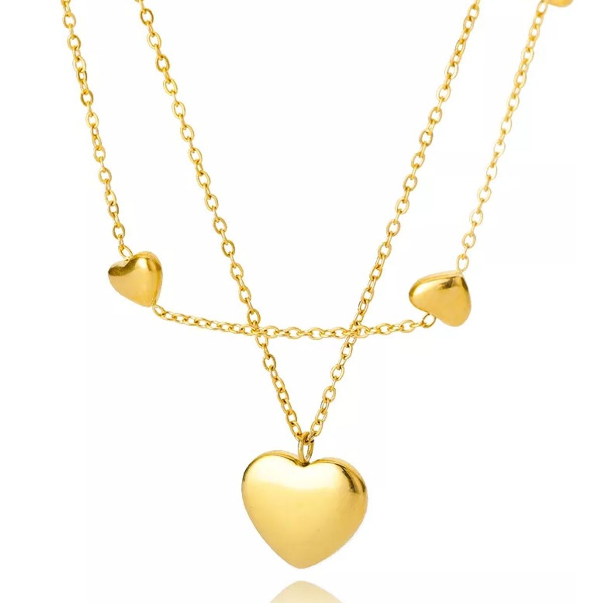 GENERICO - Collar Doble Corazones Para Damas Parejas Mujer M1