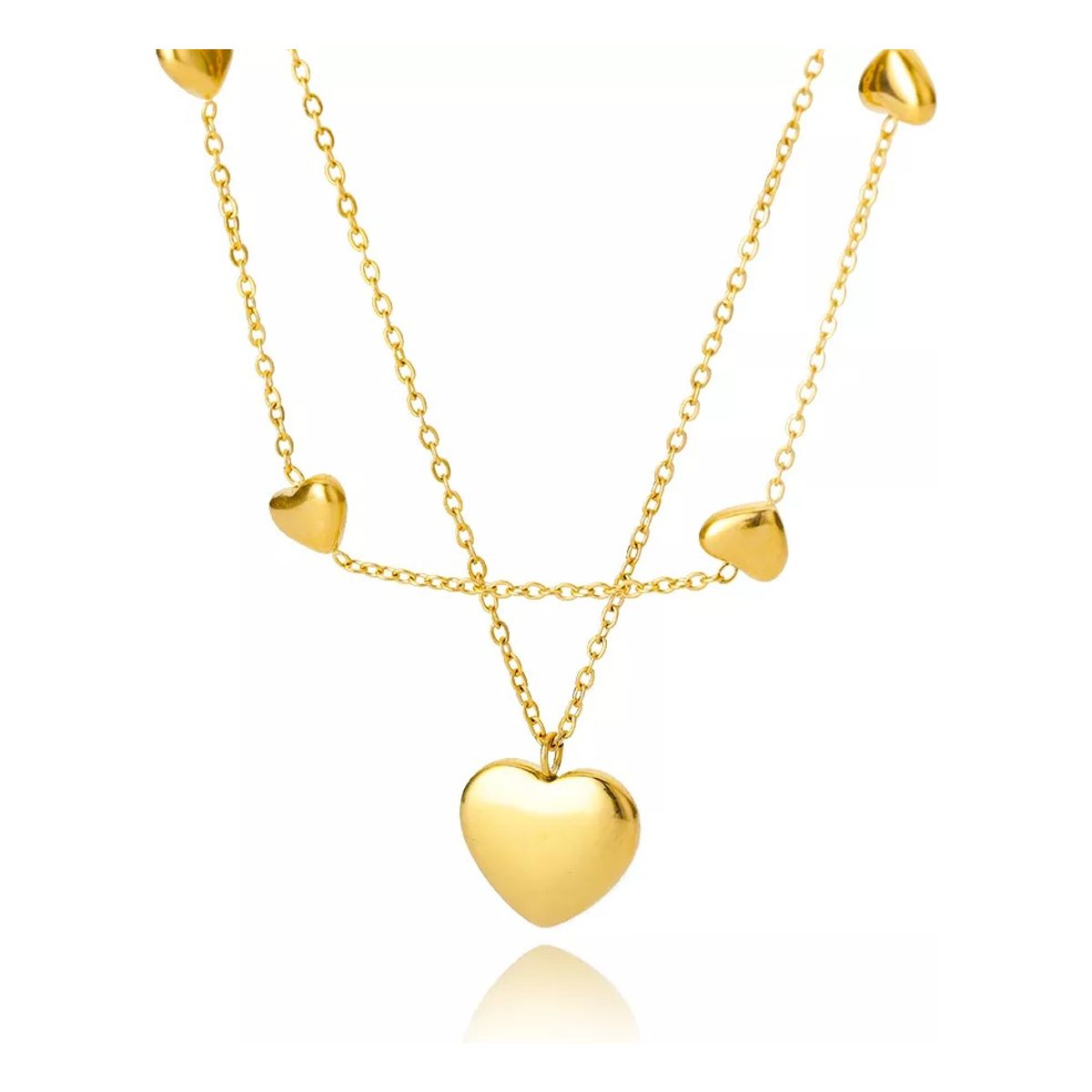 GENERICO - Collar Doble Corazones Para Damas Parejas Mujer M1