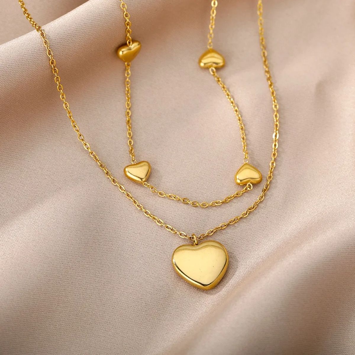 GENERICO - Collar Doble Corazones Para Damas Parejas Mujer M1