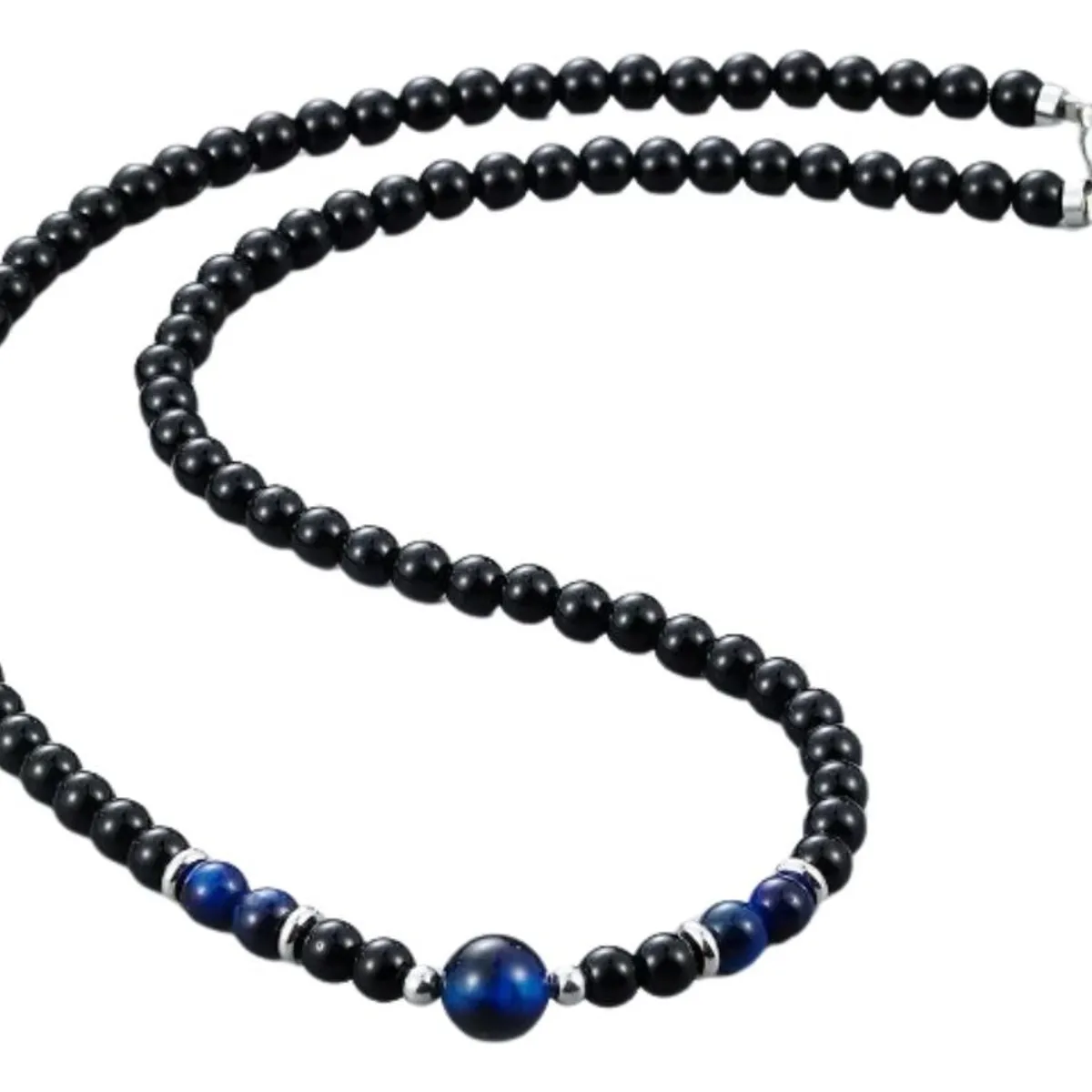 GENERICO - Collar Piedra Onix Y Ojo De Tigre Dark Blue Hombre Moda 2025