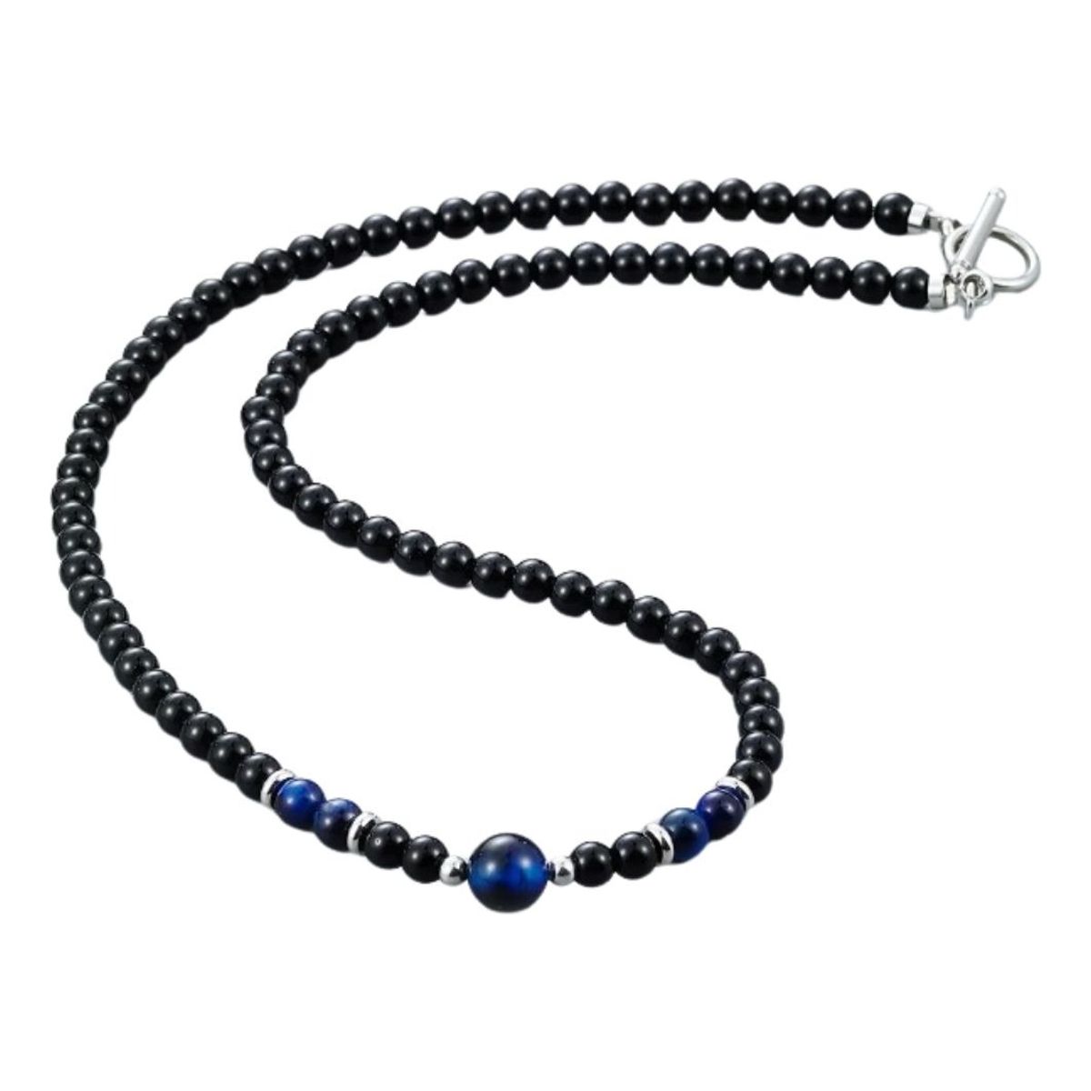 GENERICO - Collar Piedra Onix Y Ojo De Tigre Dark Blue Hombre Moda 2025