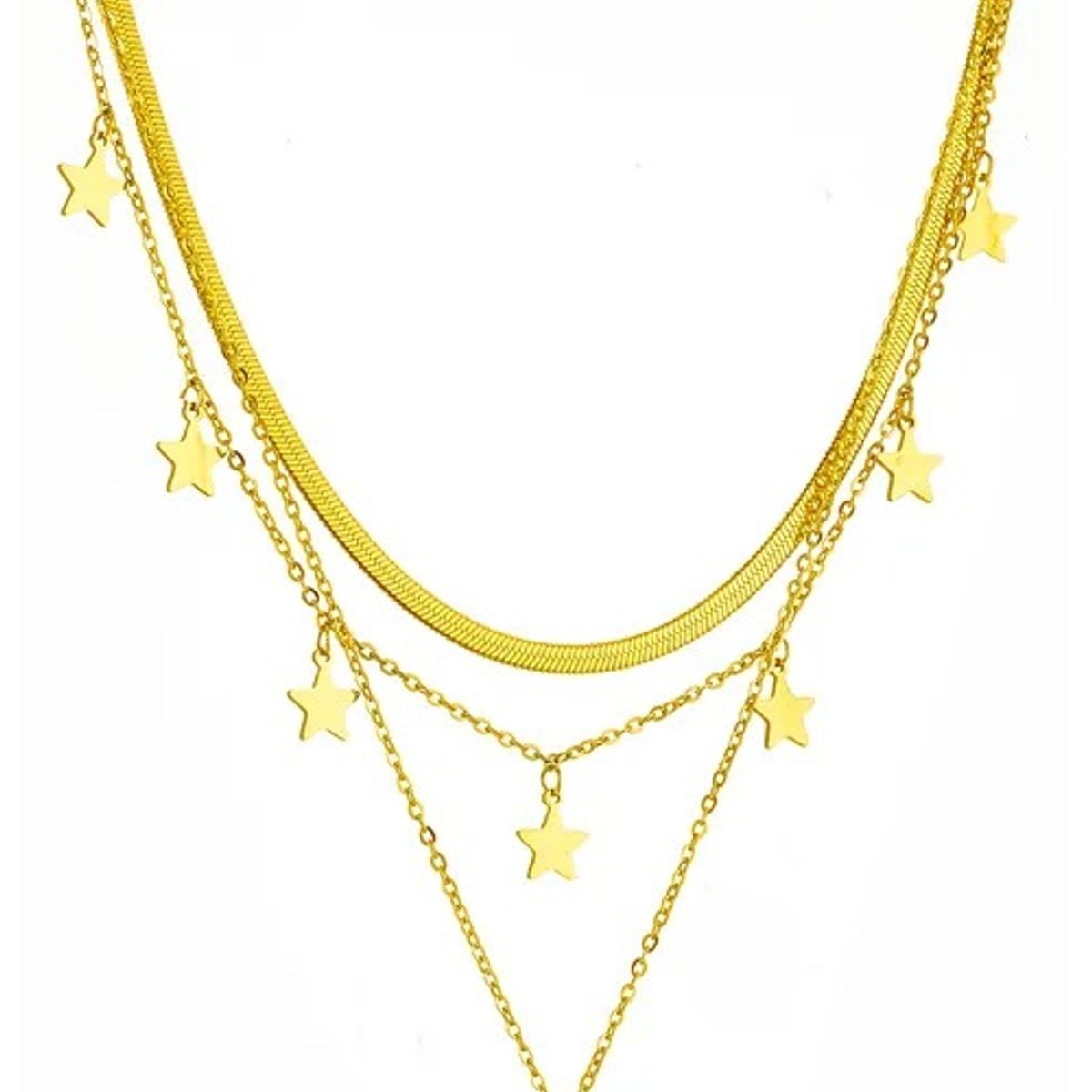 GENERICO - Collar Triple Luna Estrellas Para Damas Parejas Moda