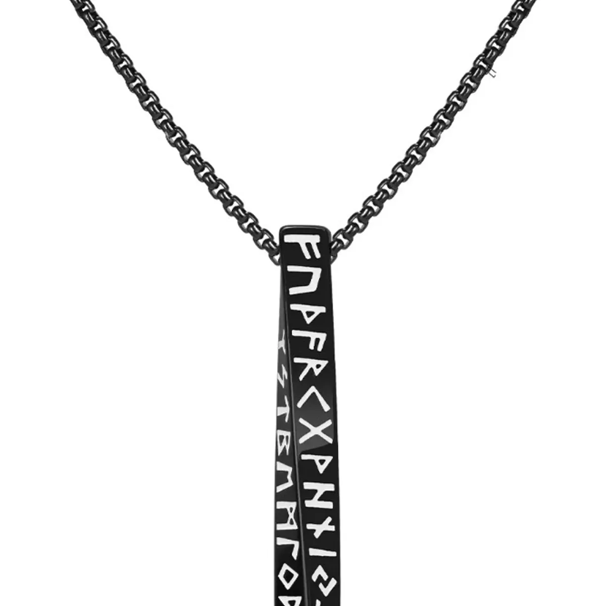 GENERICO - Collar Vikingo Odin Titanio Runas Nordica Black