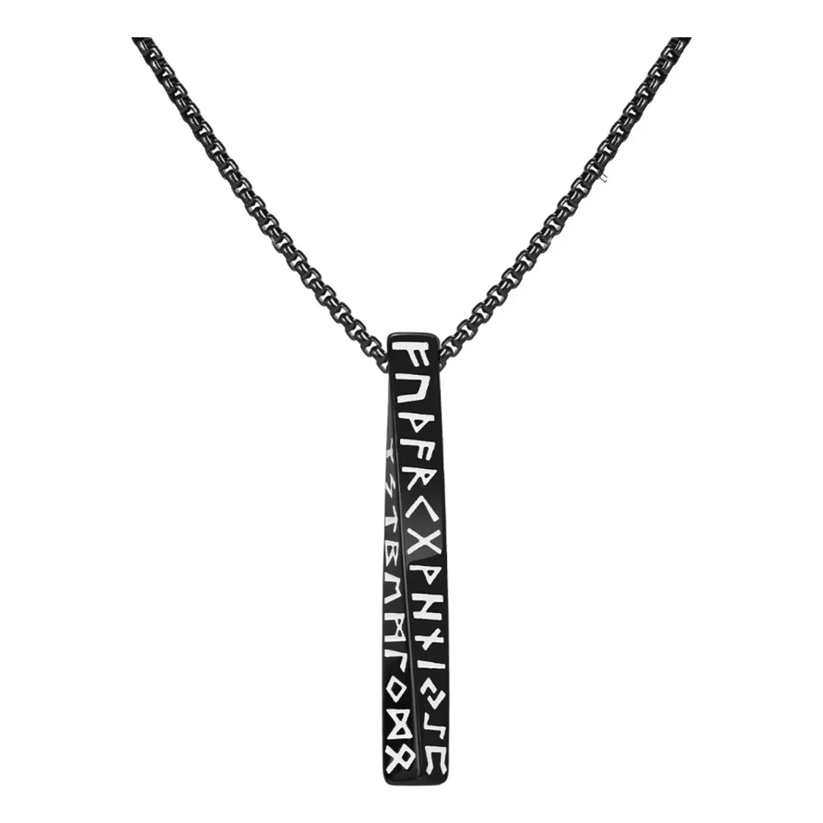 GENERICO - Collar Vikingo Odin Titanio Runas Nordica Black