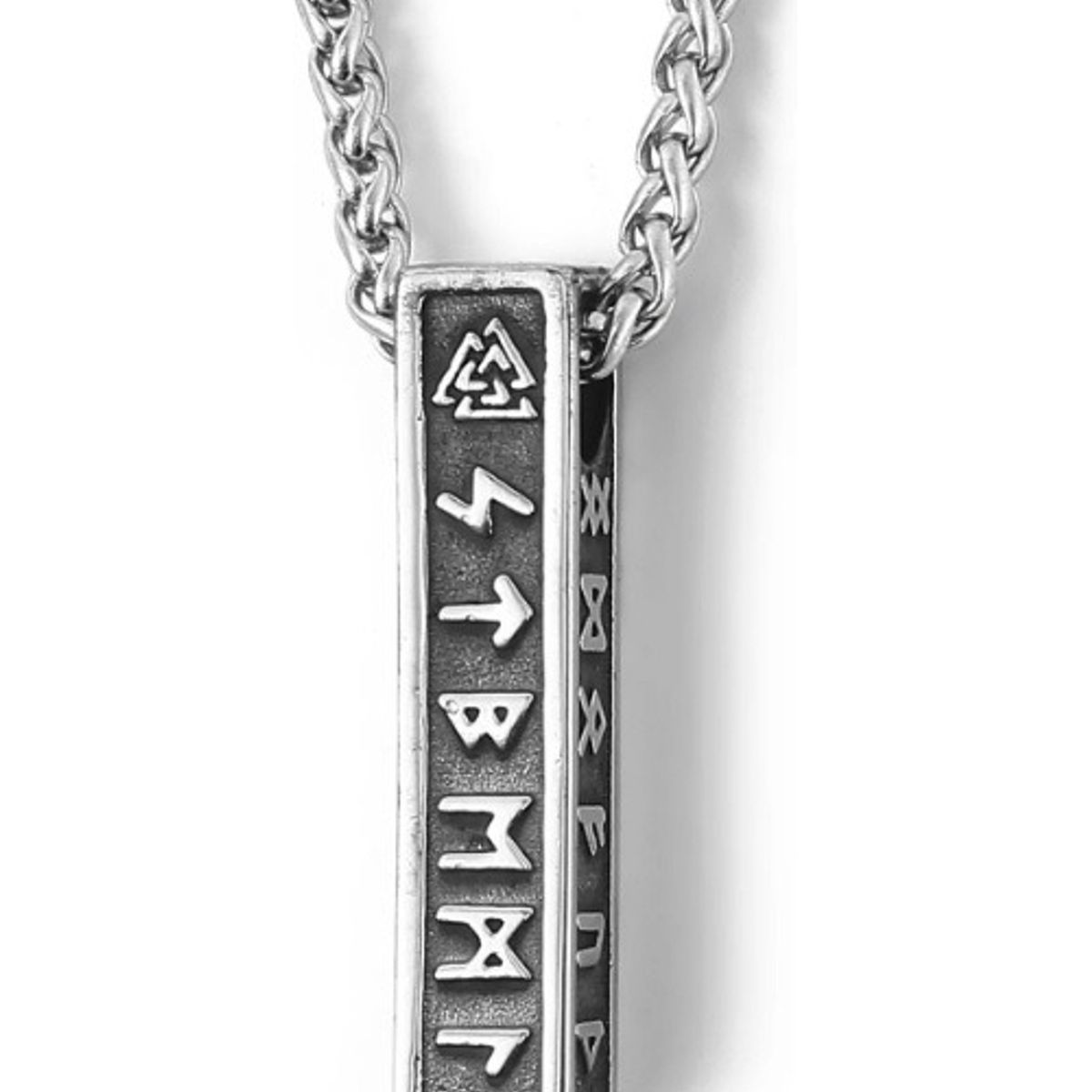 GENERICO - Collar Vikingo Odin Titanio Runas Nordica Silver Space