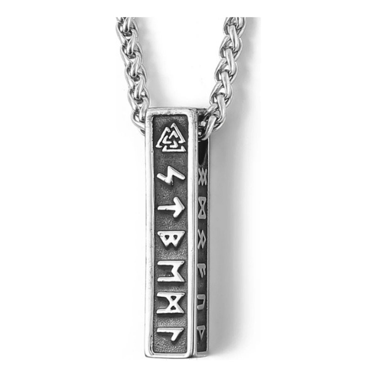 GENERICO - Collar Vikingo Odin Titanio Runas Nordica Silver Space