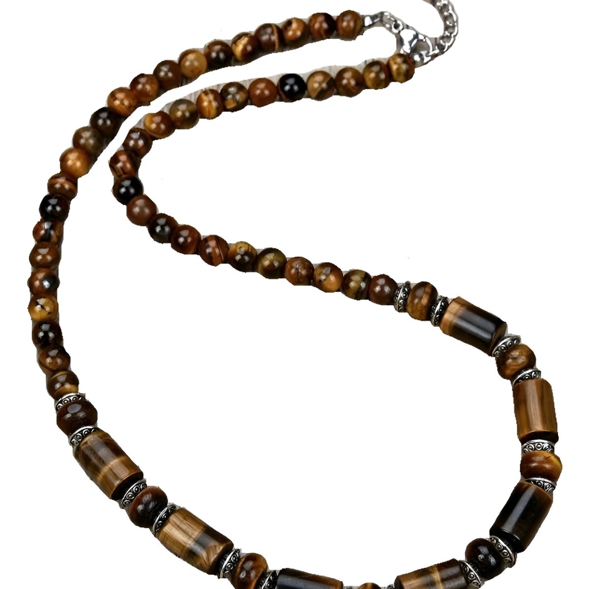 GENERICO - Collar Piedra Ojo De Tigre Hombre Masculino M1