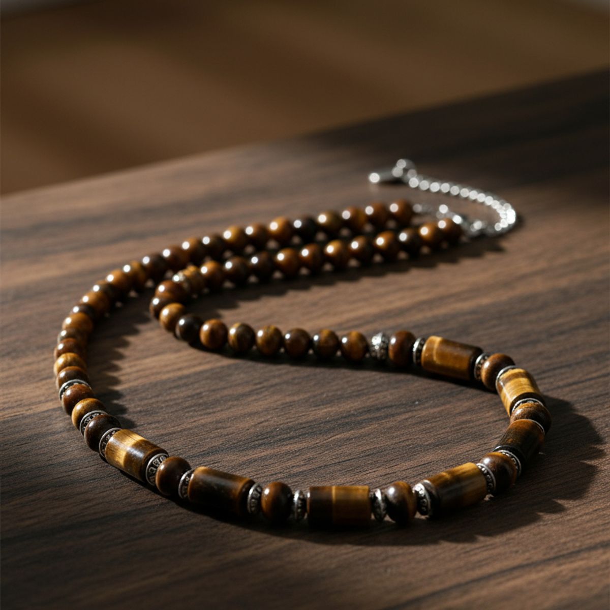 GENERICO - Collar Piedra Ojo De Tigre Hombre Masculino M1