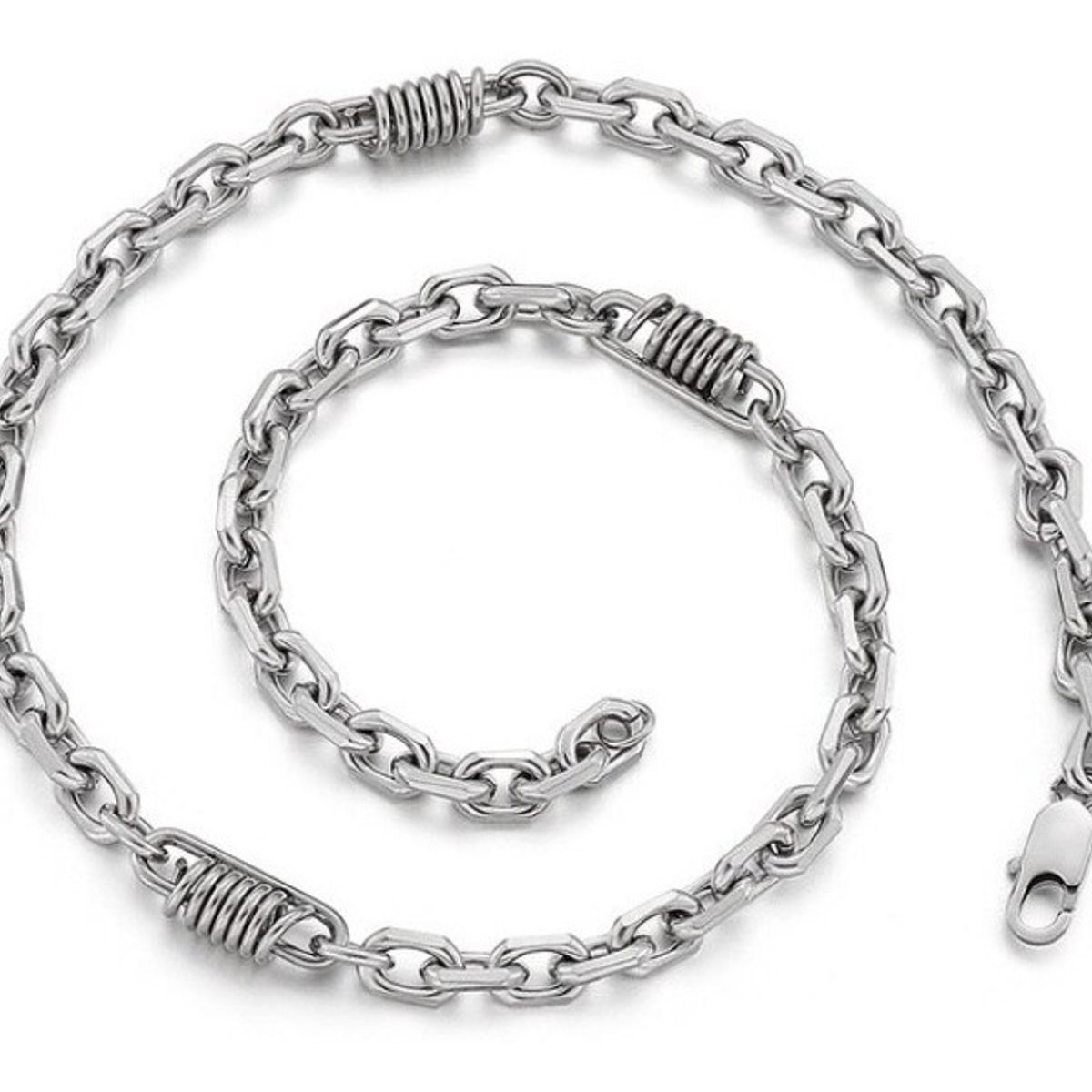 GENERICO - Collar Vintage Silver 7mm Hombre Mujer Moda Masculina