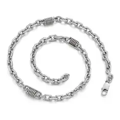 GENERICO - Collar Vintage Silver 7mm Hombre Mujer Moda Masculina