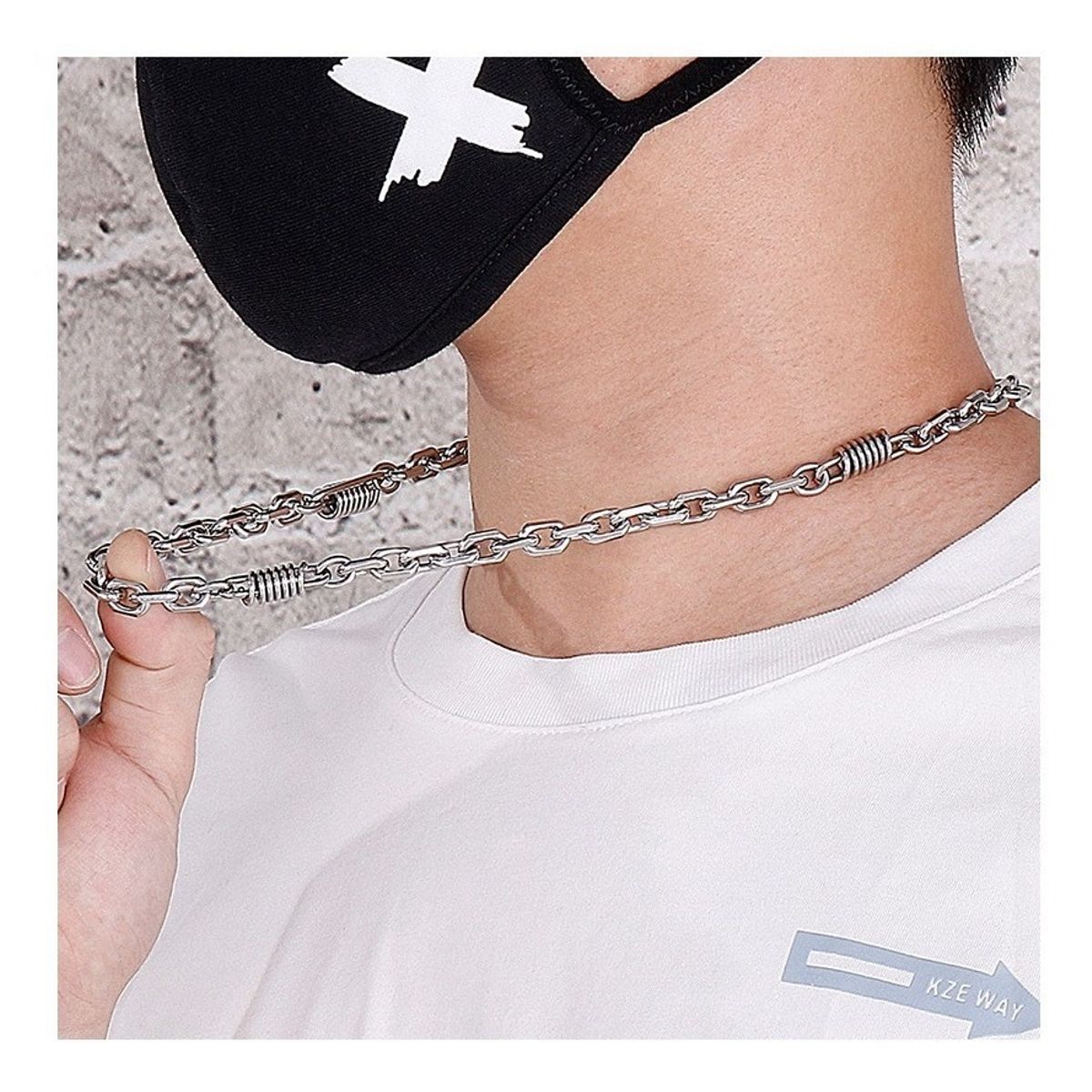 GENERICO - Collar Vintage Silver 7mm Hombre Mujer Moda Masculina