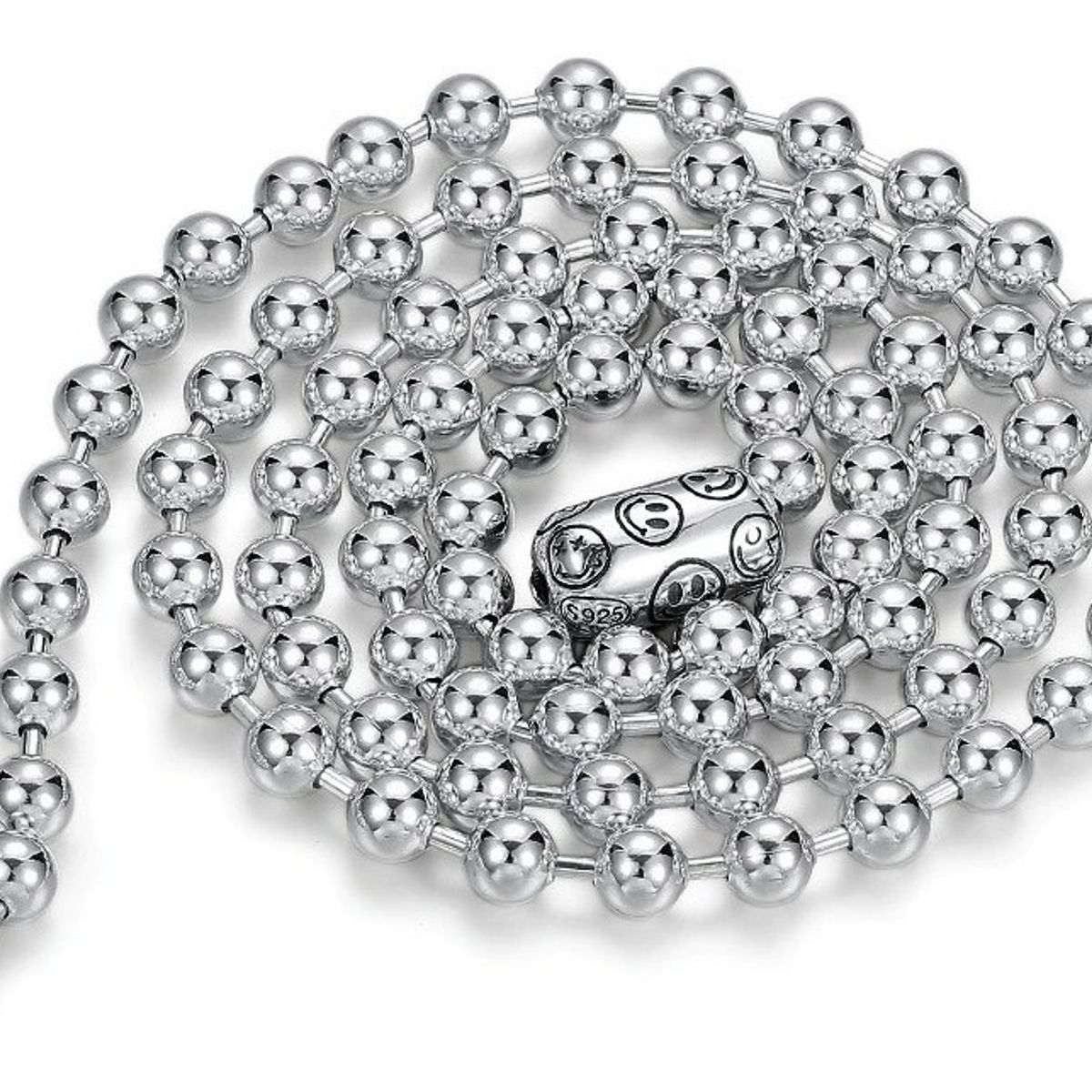 GENERICO - Collar Cadena De Bolas De Plata De Ley S925 5mm 45cm