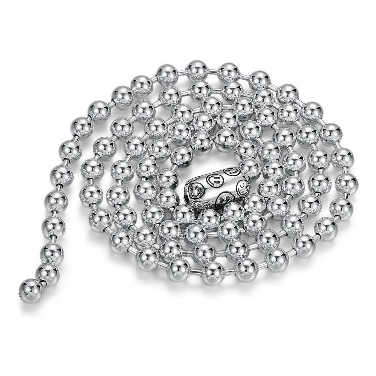GENERICO - Collar Cadena De Bolas De Plata De Ley S925 5mm 45cm