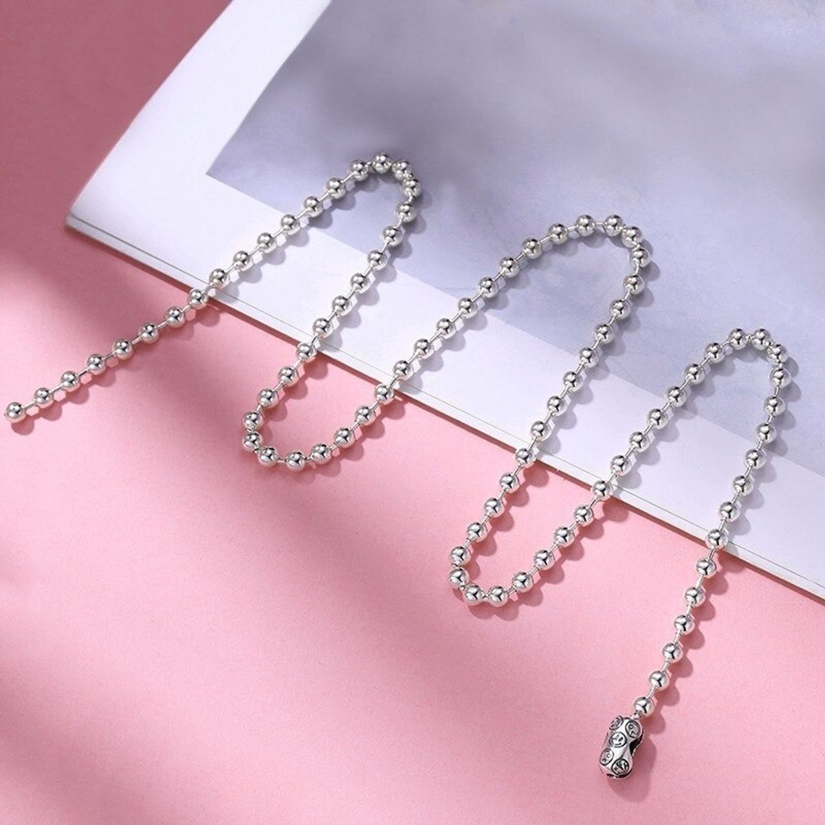 GENERICO - Collar Cadena De Bolas De Plata De Ley S925 5mm 45cm