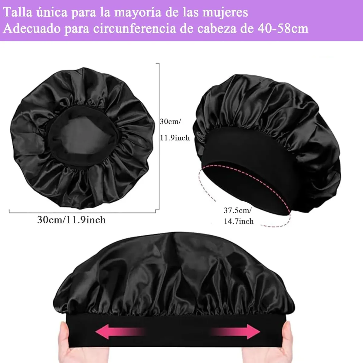 GENERICO - 5 Piezas Multifuncional Gorro De Seda Y Satén Evita Enredo