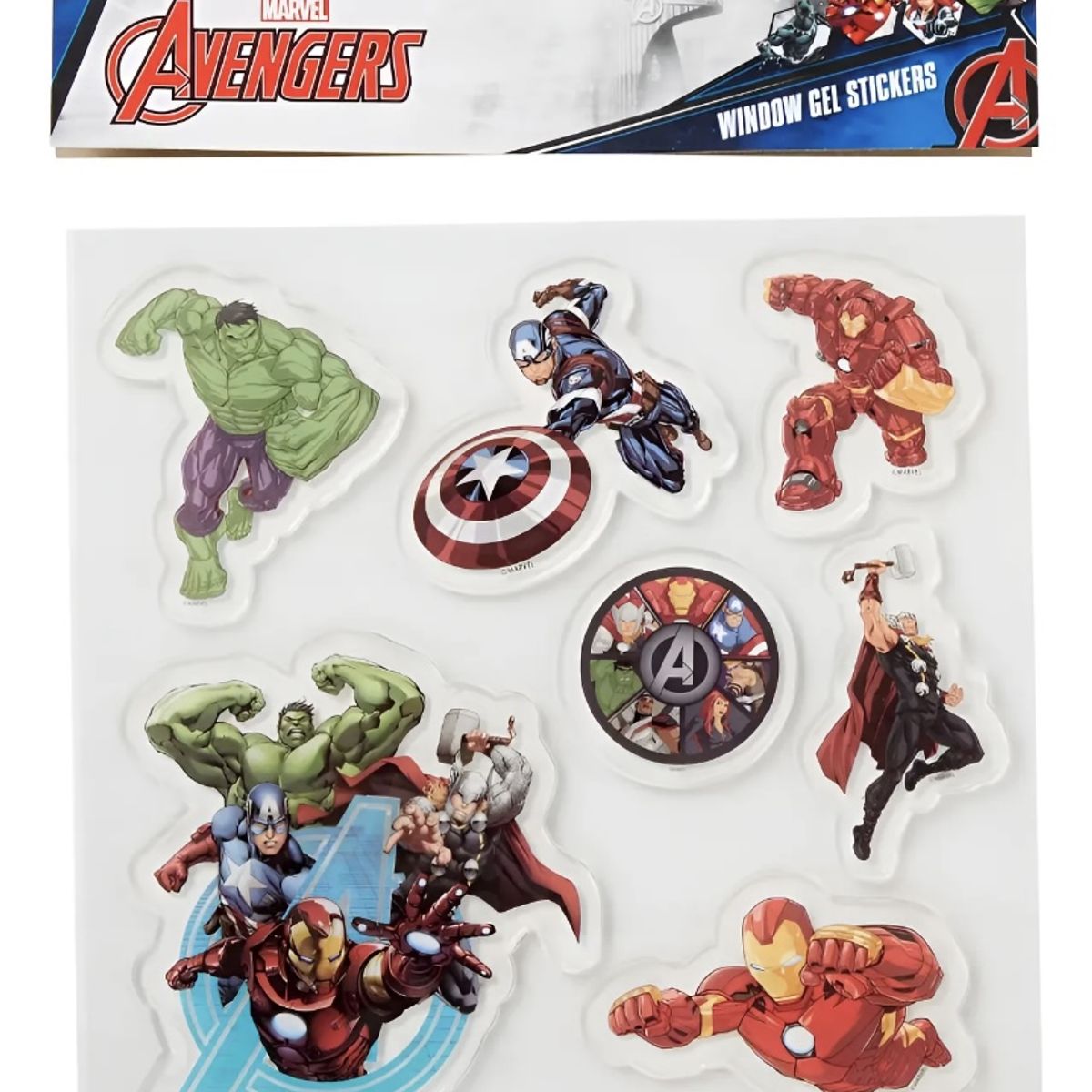 MARVEL - Set X7 Stickers Gel Avenger Pegatinas No Manchan Ventanas o vidrios