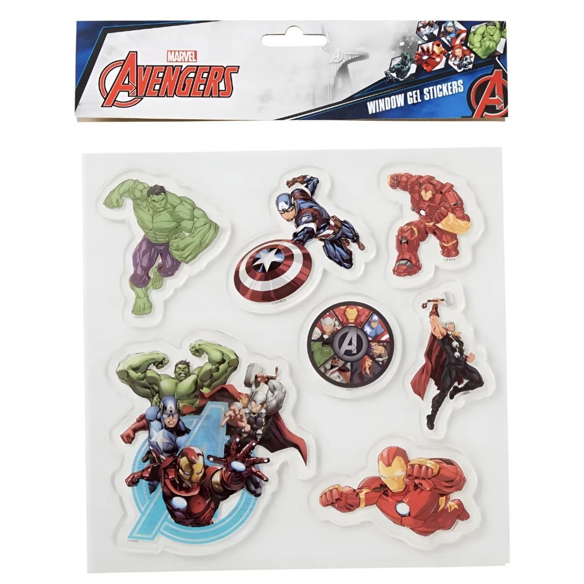 MARVEL - Set X7 Stickers Gel Avenger Pegatinas No Manchan Ventanas o vidrios