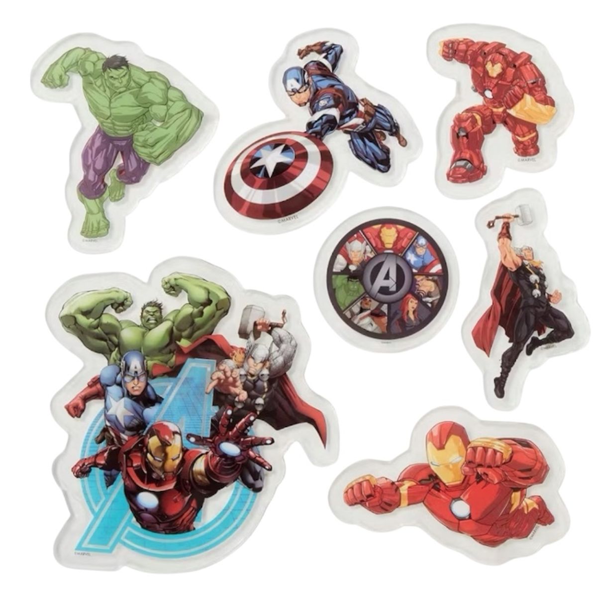 MARVEL - Set X7 Stickers Gel Avenger Pegatinas No Manchan Ventanas o vidrios