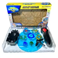 GENERICO - Pack Bley Blade, 2 Trompos + Lanzador Hilo + lanzador espada y Mini estadio.