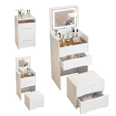 WUWAWDOGA - Tocador Hollywood Moderno Iluminado Con Luz Espejo Y Cajon Blanco 60x40x120cm