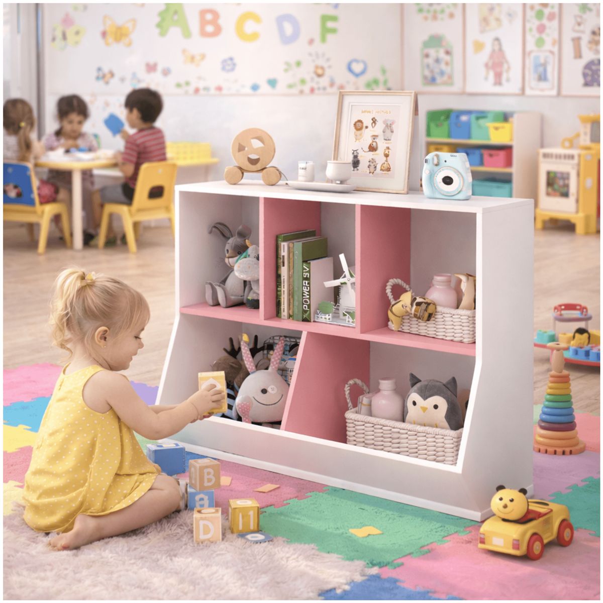 HOMER DESIGN - Biblioteca Organizador Infantil Estante Moderno 6cubos 90x76x30