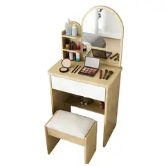 WUWAWDOGA - Tocador Minimalista Moderno Con Espejo Y Cajon Con Taburete Caqui 46x32x120cm