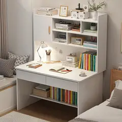 UENMI - Escritorio Con Estantería Y Dos Cajones Blanco Minimalista escritorio de oficina