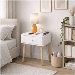 HOMER DESIGN - Velador Minimalista Moderno Con Cajón Home Design 55x40x30