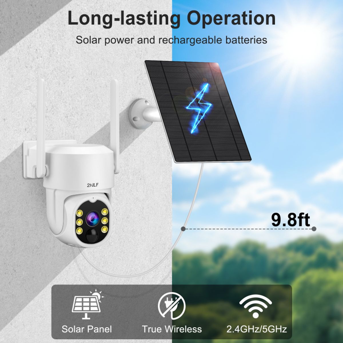 2NLF - 2nlf® 5mp Solar Cámara De Seguridad Wifi Exterior Vigilancia