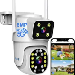 2NLF - 12mp Camara De Vigilancia Cámara Wifi 24g 5g Dual Lens D144 Color Blanco