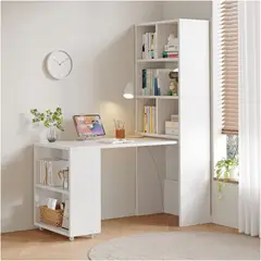 HOMER DESIGN - Escritorio Plegable Moderno Con Estantería Lateral Con Rueda