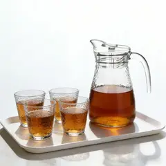 GENERICO - Juego de Jarra y 4 Vasos de Vidrio 5 Piezas - Jarra de Agua 1200ml