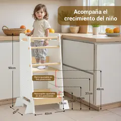 ZSPK - Torre de Aprendizaje Montessori para Niños de Madera blanco