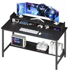 UENMI - Escritorio De Computadora Con Estante De Almacenamiento Con luz LED