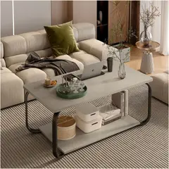 HOMER DESIGN - Mesa De Centro Moderna Minimalista 2 Niveles 100x48x43