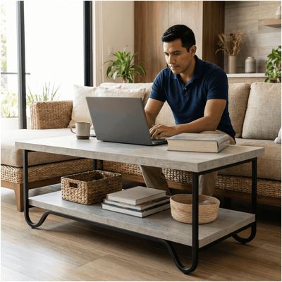 Imagen 2 del producto Mesa De Centro Moderna Minimalista 2 Niveles 100x48x43